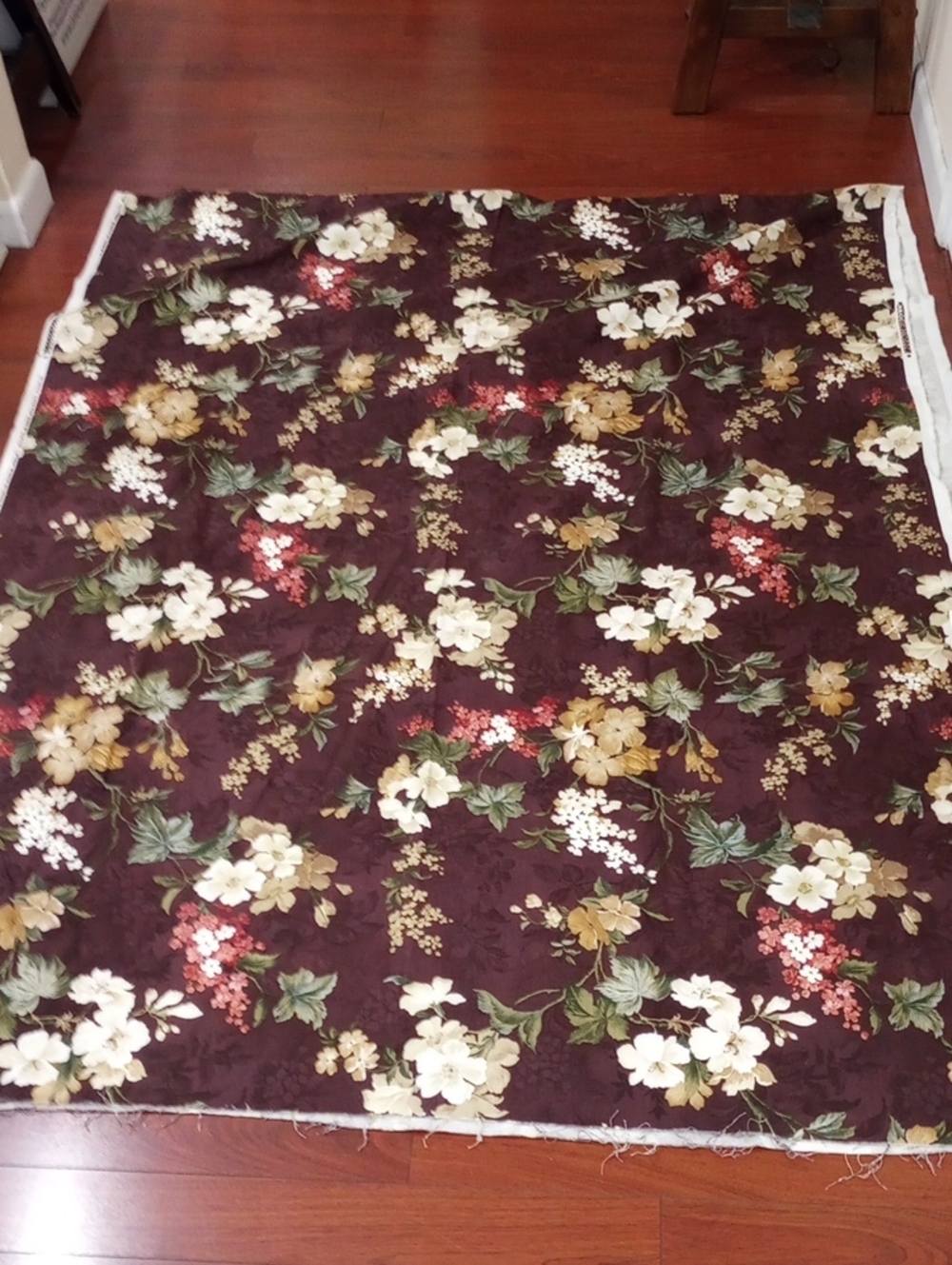 Richloom Purple Floral Fabric, 1997 - 4 Yards - Rare Vintage!